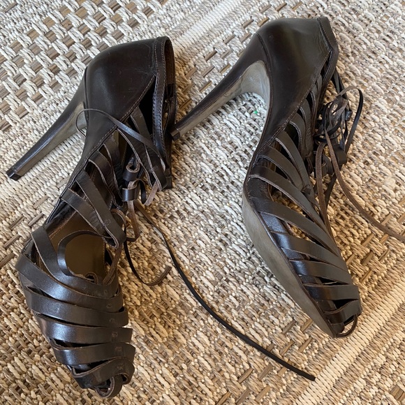 Zara high heels sandals dark brown leather size 39 - Picture 12 of 12